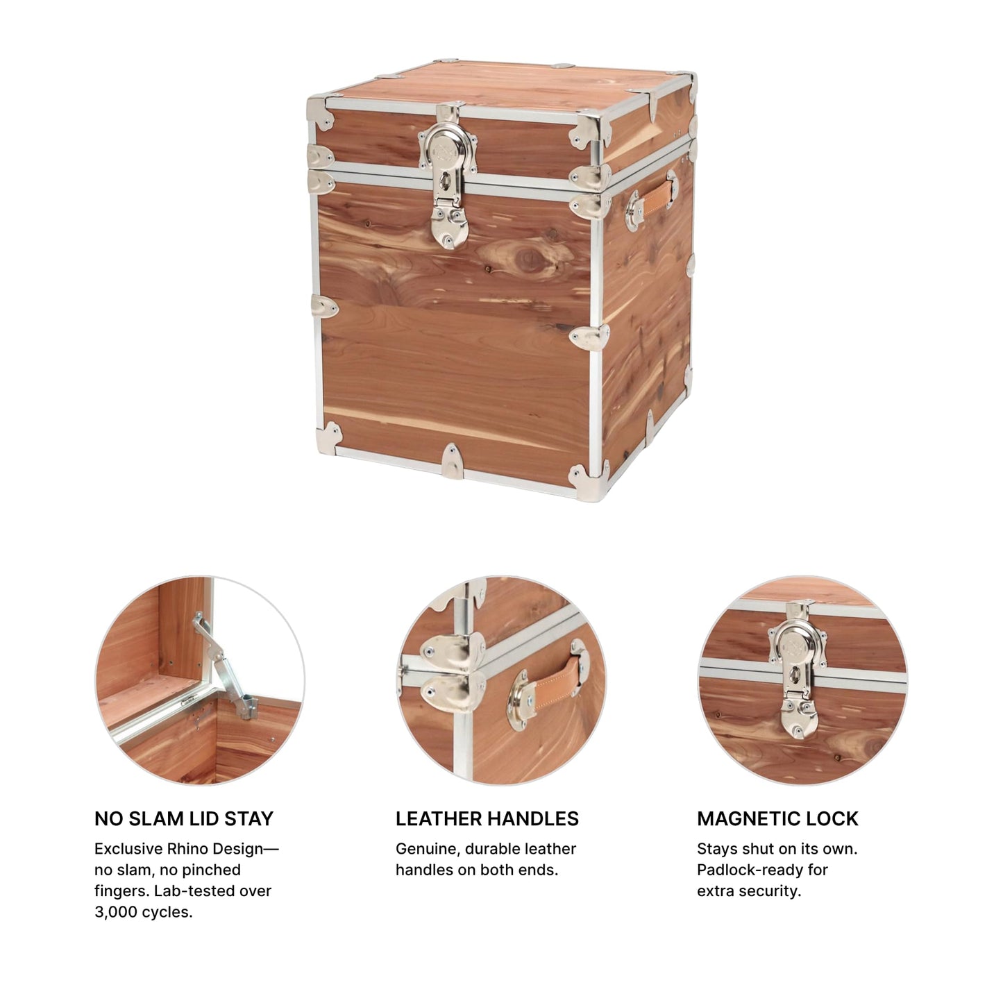 Rhino Trunk & Case Knotty Cedar Chest – End Table Storage Box, Coffee Table, End of Bed Trunk or Entryway Storage Bench – 20"x20"x24" USA-Made, Furniture Grade, Heirloom Aesthetic – Strong and Secure