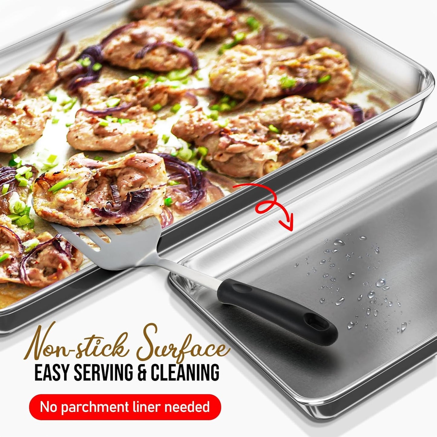 Eatex Aluminum Baking Sheet - 9x13 Steel Baking Pan, Nonstick, Warp and Rust Resistant Cookie Sheets