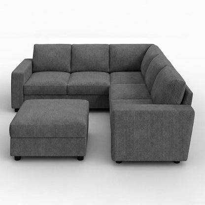 HONBAY Sectional Sofa with Storage 6 Seater L-Shaped Sectional Couches for Living Room, Grey