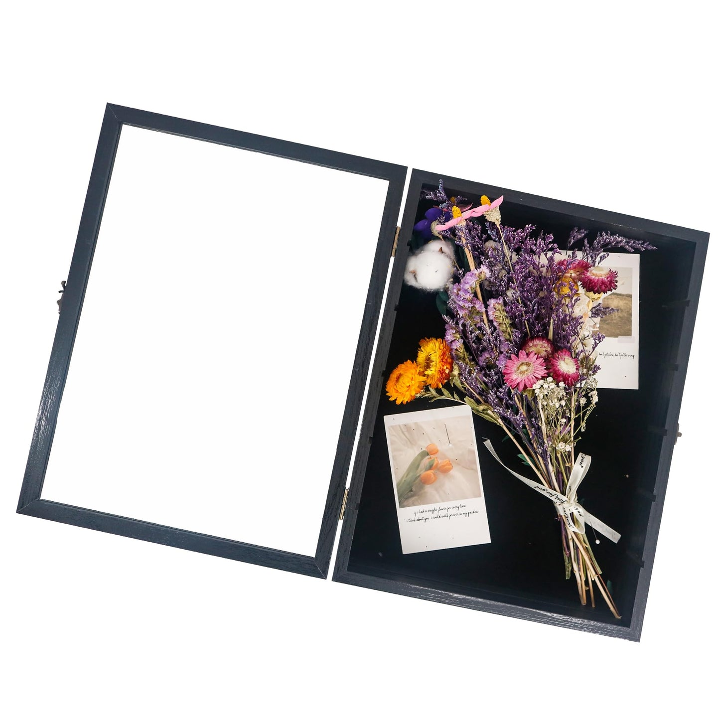 Hodeframe Shadow Box Frame with Removable Shelves, Black 12x16 Deep Memory Box Display Case for Keepsake Collectibles, Coins Military Medals Pins Wedding Flowers