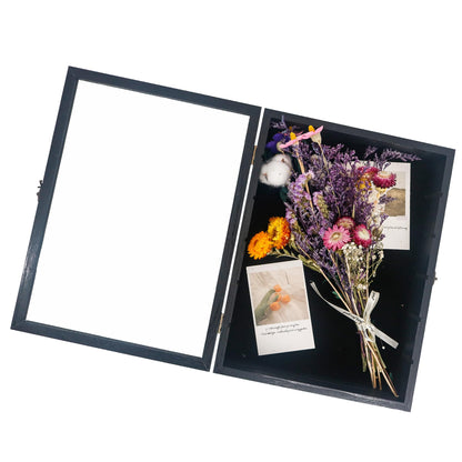 Hodeframe Shadow Box Frame with Removable Shelves, Black 12x16 Deep Memory Box Display Case for Keepsake Collectibles, Coins Military Medals Pins Wedding Flowers
