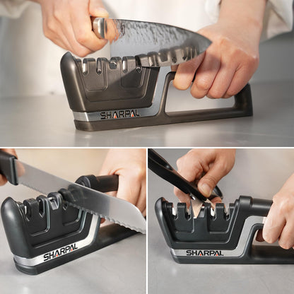 SHARPAL 104N 5-in-1 Professional Knife & Scissors Sharpener, Sharpening Tool for Straight & Serrated Blades, Repairs & Hones Euro/American & Asian Knives, Fast Scissor Sharpening Mothers Day Gifts