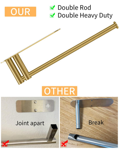 Paper Towel Holder Under Cabinet, 13Inch Self-Adhesive or Wall Paper Towel Holder for Kitchen, Bathroom, RV, Gold