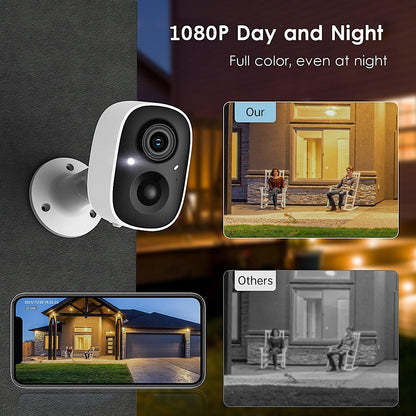 GMK Security Cameras Wireless Outdoor, 2K Color Night Vision AI Motion Detection 2-Way Talk Battery Powered WiFi Home Indoor Camera IP65 Weatherproof Spotlight Siren Alarm Cloud/SD Storage 2-Pack