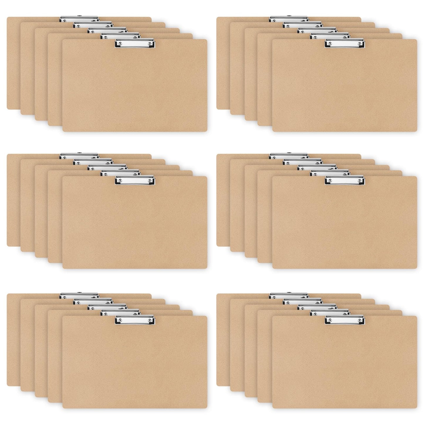 Henoyso 32 Pcs 11x17 Clipboard Wooden Horizontal Lap Board Extra Large Wood Clip Board with Low Profile Clip Desk Brown Landscape for Drawing Sketch Art for Classroom Office School Architects