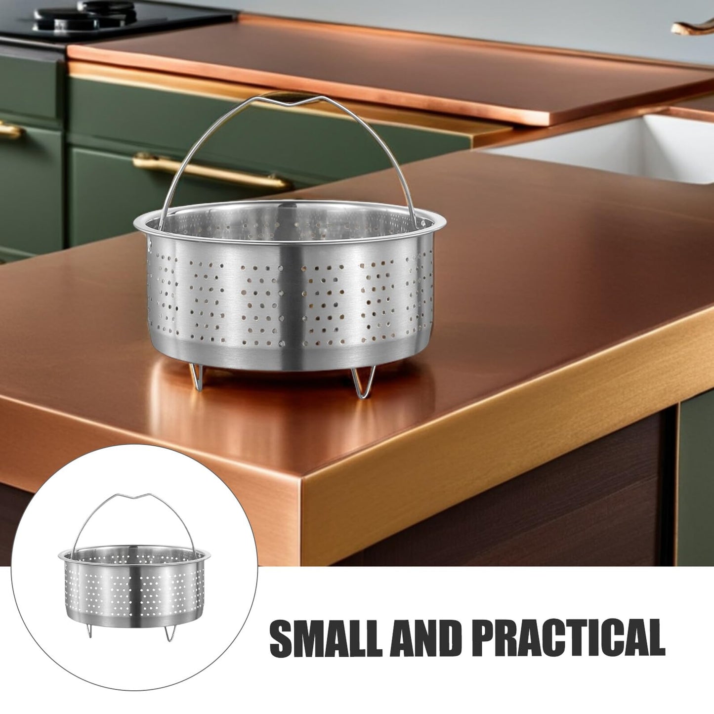 UPKOCH Stainless Steel Vegetable Steamer Basket for Cooking, 6.88 Inch Steaming Basket for Pot, Dumplings, Veggies, Rice, Seafood, Home and Restaurant Use