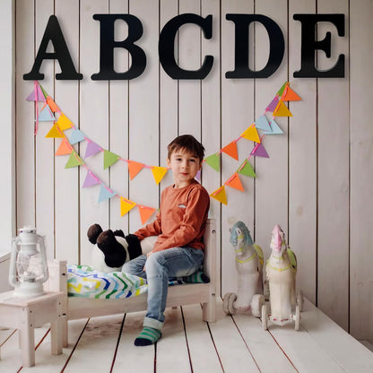 AOCEAN 12 inch Black Wood Letters Unfinished Wood Letters for Halloween Decorative Standing Letters Slices Sign Board Decoration for Craft Home Party Projects (S)