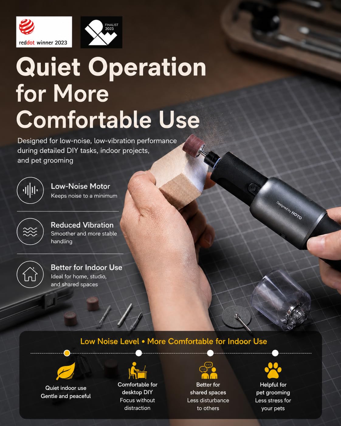 HOTO 35-in-1 Cordless Rotary Tool Kit, Strong Motor, 25000RPM 5 Variable Speed Powerful Engraving Pen, LED Light, Ideal for 3D Printing Sanding, Polishing, Drilling, Carving, Cutting DIY Crafts