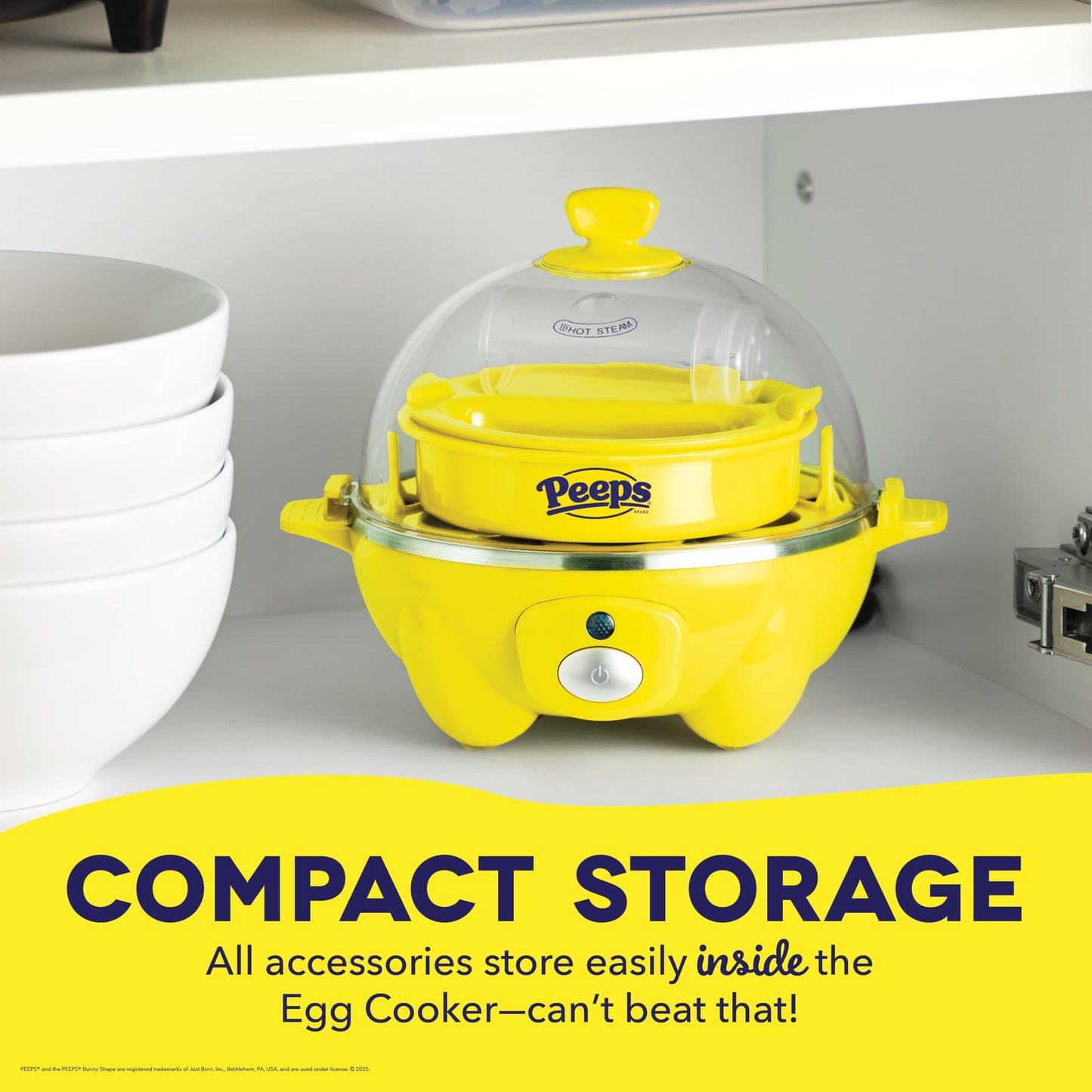PEEPS & Dash Rapid Egg Cooker - Boiler, Poacher & Steamer - Includes Measuring & Recipe Guide - Dishwasher Safe - BPA Free - Holds 7 Eggs, Yellow