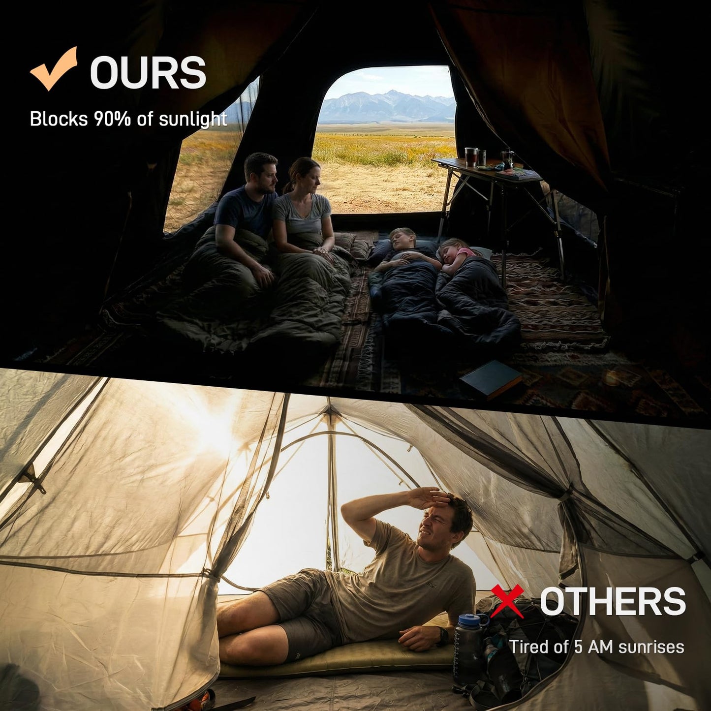 EVER ADVANCED 10 Person Blackout Camping Tent, Easy Setup Instant Cabin Tent for Family, Water-Resistant & Weather-Resistant Light-Blocking Tent with Rainfly for Outdoor Travel, 14' x 10' x 78"