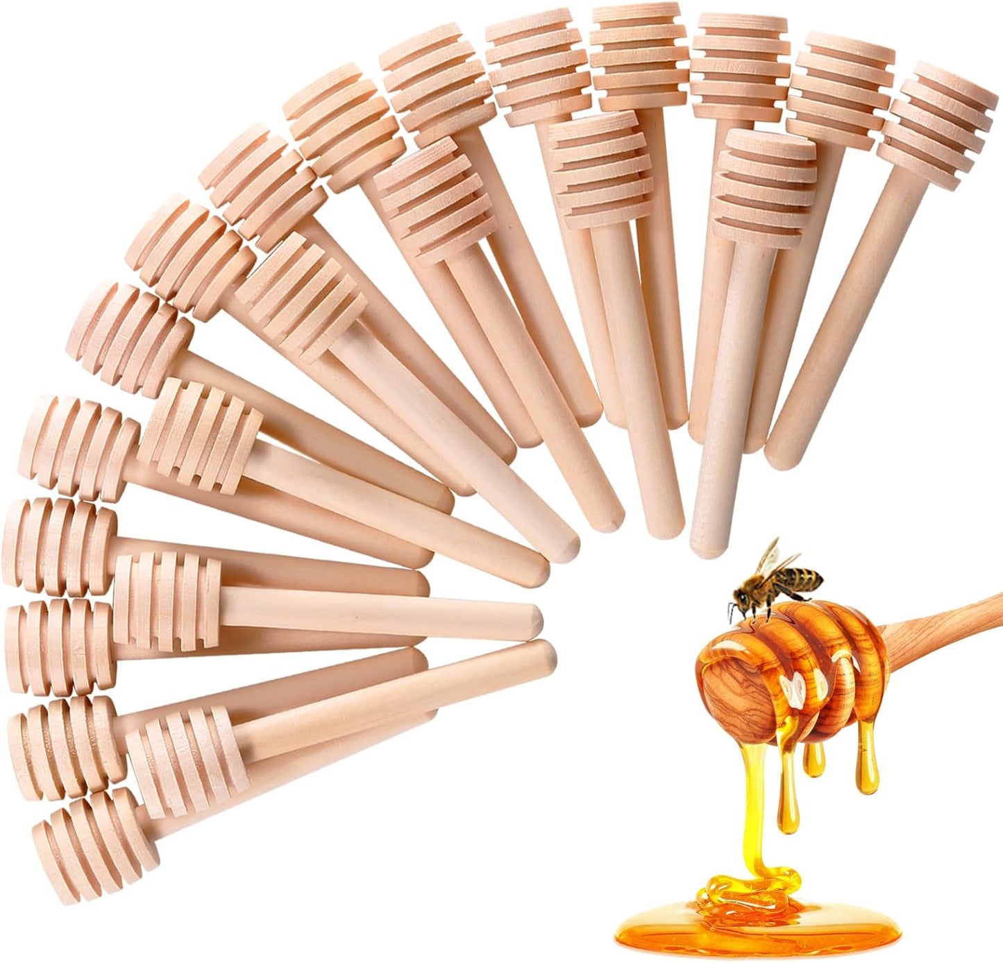 25 Pcs Mini Wooden Honey Sticks Dipper, 3 Inch Honey Spoons for Dispensing Honey