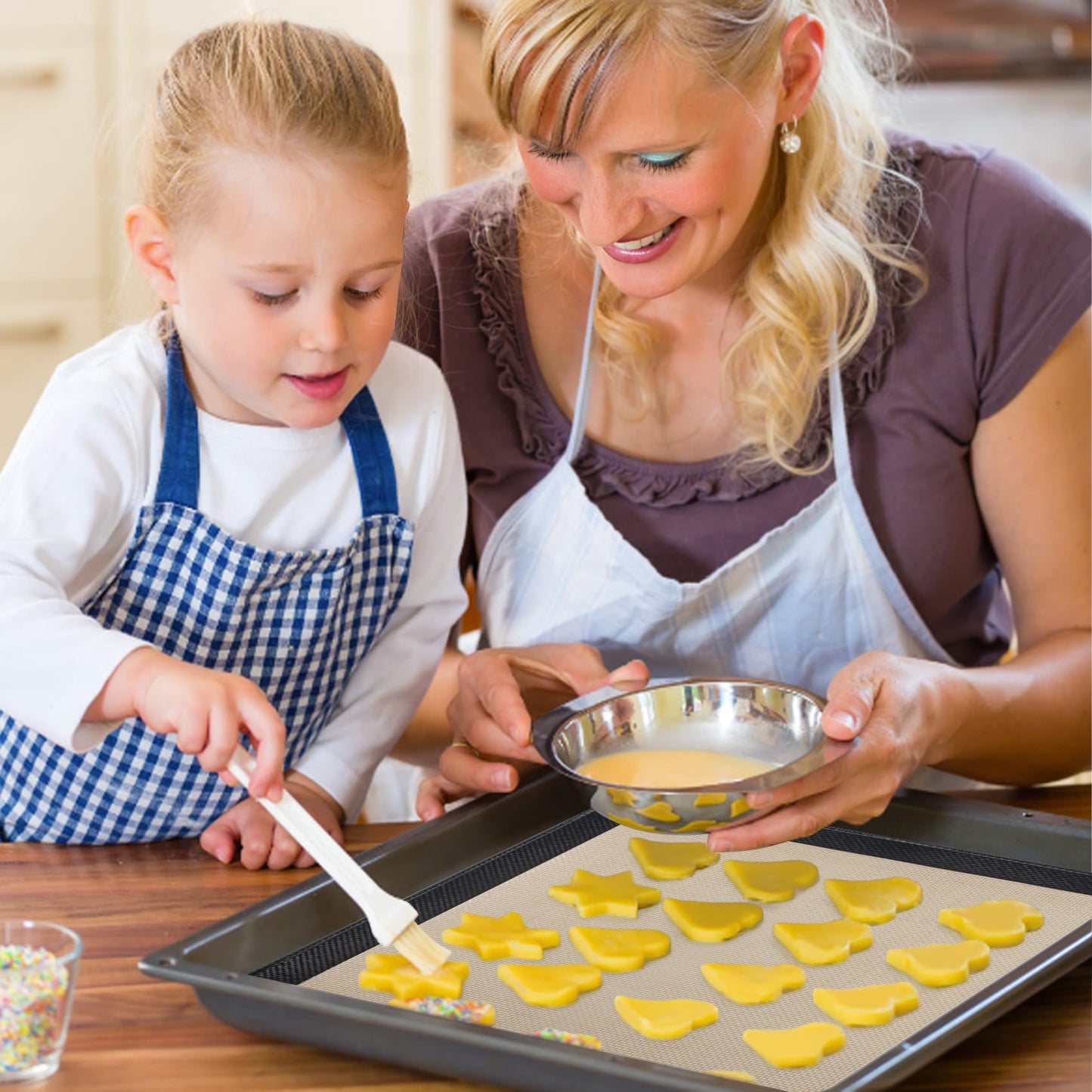 2Pcs Silicone Baking Mats for 12 Inch Cake Pan/12x12 Cheesecake Pan/Toaster Oven Air Fryer Liner, 11.75"Square Food Grade Silicone Mats for Baking, Non Slip Silicone Baking Sheet, Non Stick Reusable