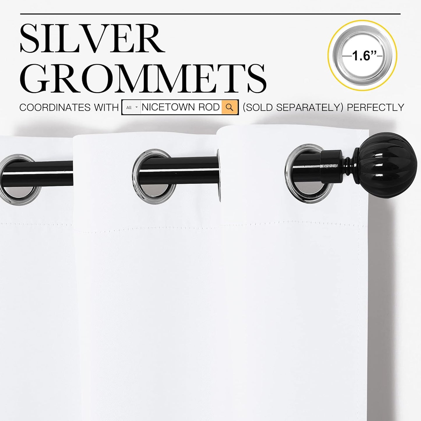 NICETOWN White Room Darkening Draperies - Energy Saving Grommet Top Curtains, 55x78 Inch (Set of 2)