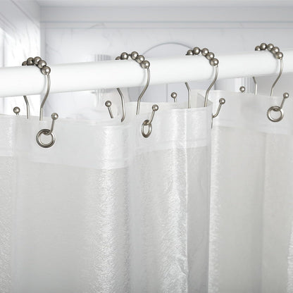 Goowin 12 Pcs Stainless Steel Shower Curtain Hooks, Rust Proof Rings for Smooth Sliding Anti-Drop Double Hooks