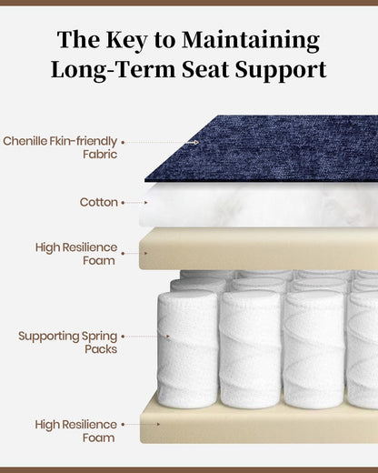 GARTMILAN Oversized Manual Recliner Chair with 360° Swivel, Big and Tall Rocker Glider for Nursery Living Room, Chenille Overstuffed Reclining Sofa with Handle, 375lbs (Blue, Manual)