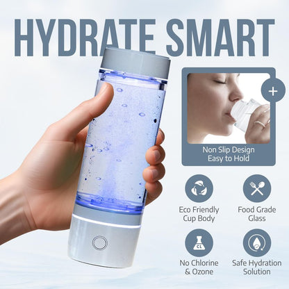 PURDANE Hydrogen Water Bottle 2024 – SPE/PEM Technology Generating Up to 3000ppb Hydrogen-Rich Ionized Water for Antioxidant and Health Benefits – Environmentally Friendly PC and Glass - White
