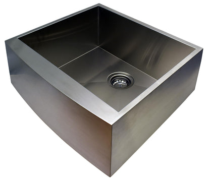 Alpha Sinks 21" Apron Front Farmhouse Sink - Stainless Steel, Single Bowl, 16-Gauge T304, Curved Apron Design - Premium Construct, Fast Drainage, Non-Toxic, Soundproof - Ideal for Modern Kitchens