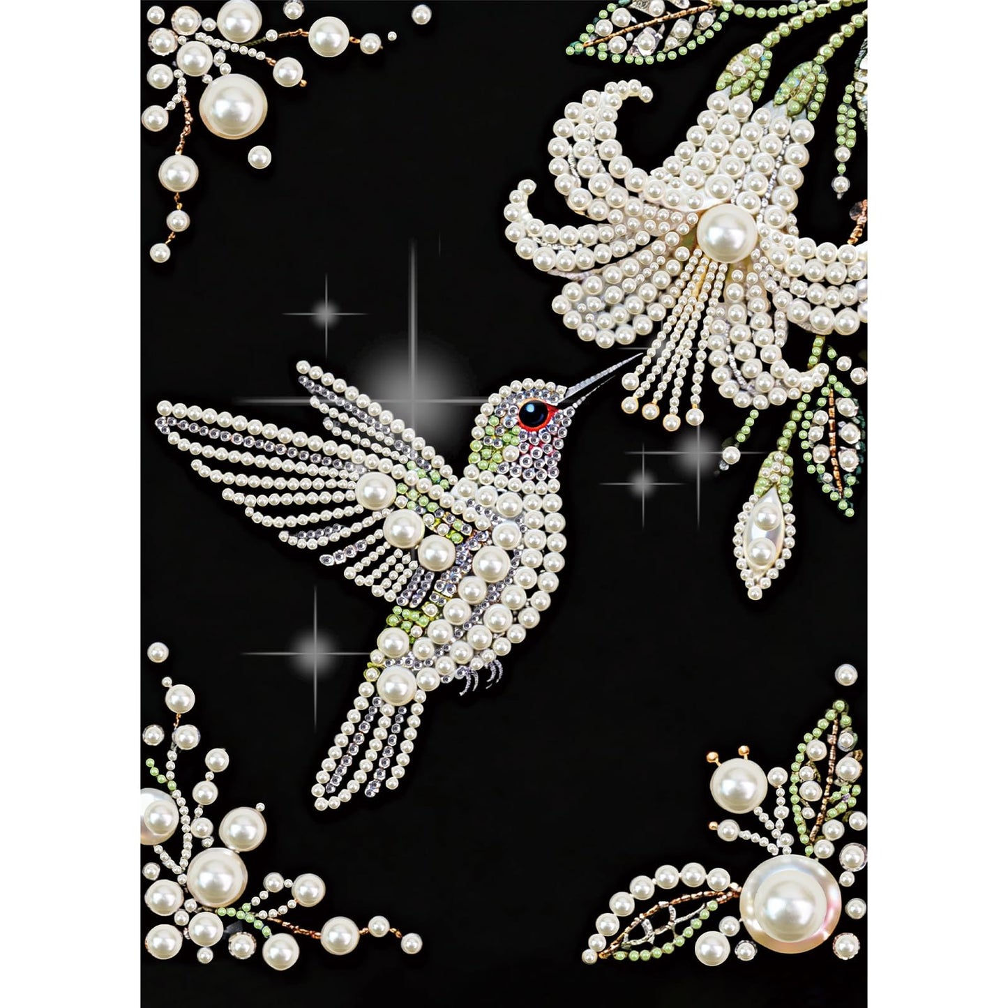 DPDAKIT Hummingbird Pearl Diamond Painting Kits for Adults, 5D Pearl Diamond Art Kits for Adults Beginner, DIY Diamond Dots Gem Art Craft for Home Decor 12x16 inch
