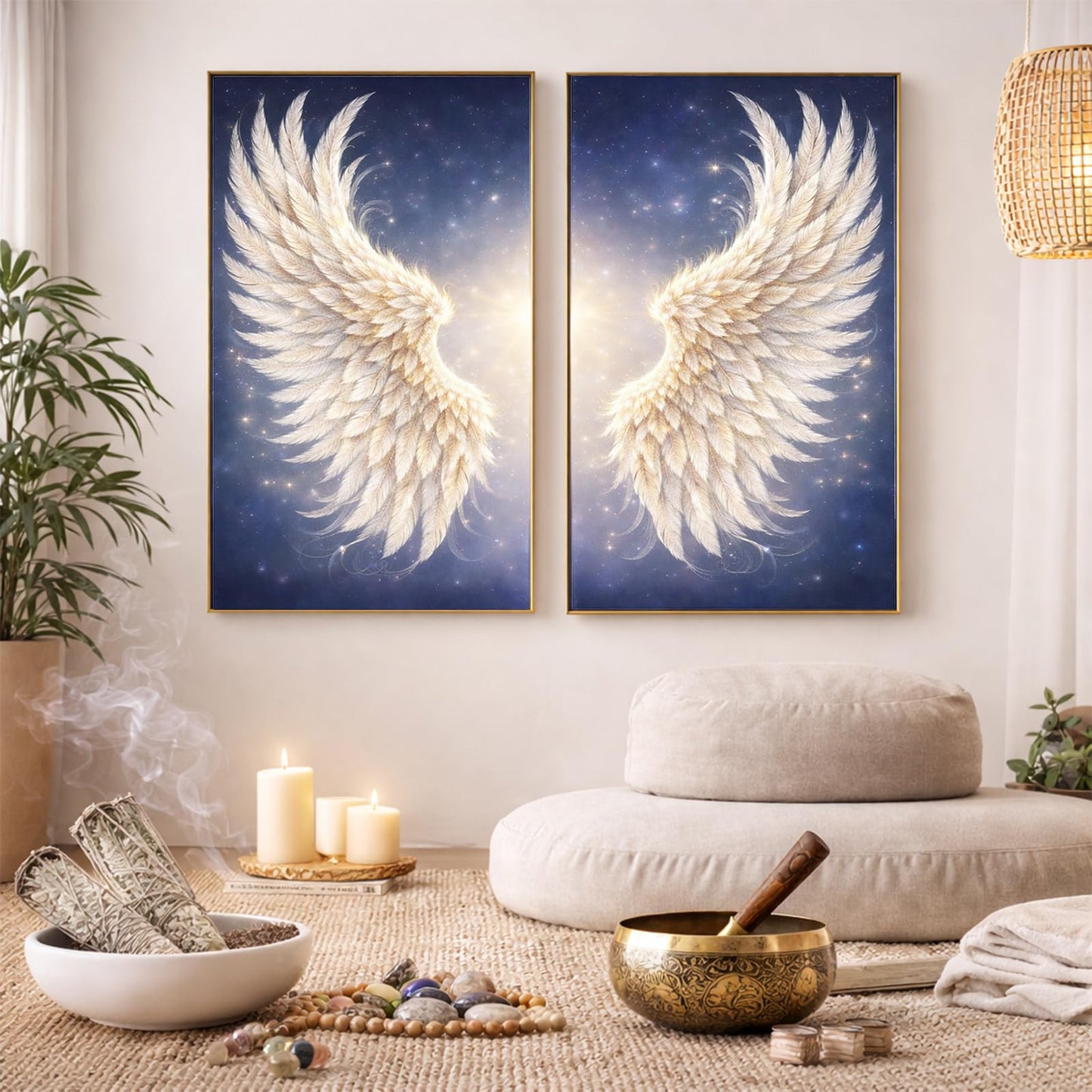 2-Panel Angel Wings Large Diamond Art Kit for Adults, Advanced Big Size Decor Gem Full Round Drill Diamond Painting Dots Art Kits for Shared Crafting & Home Decor 15.7 x 23.6 Inch Each Canvas