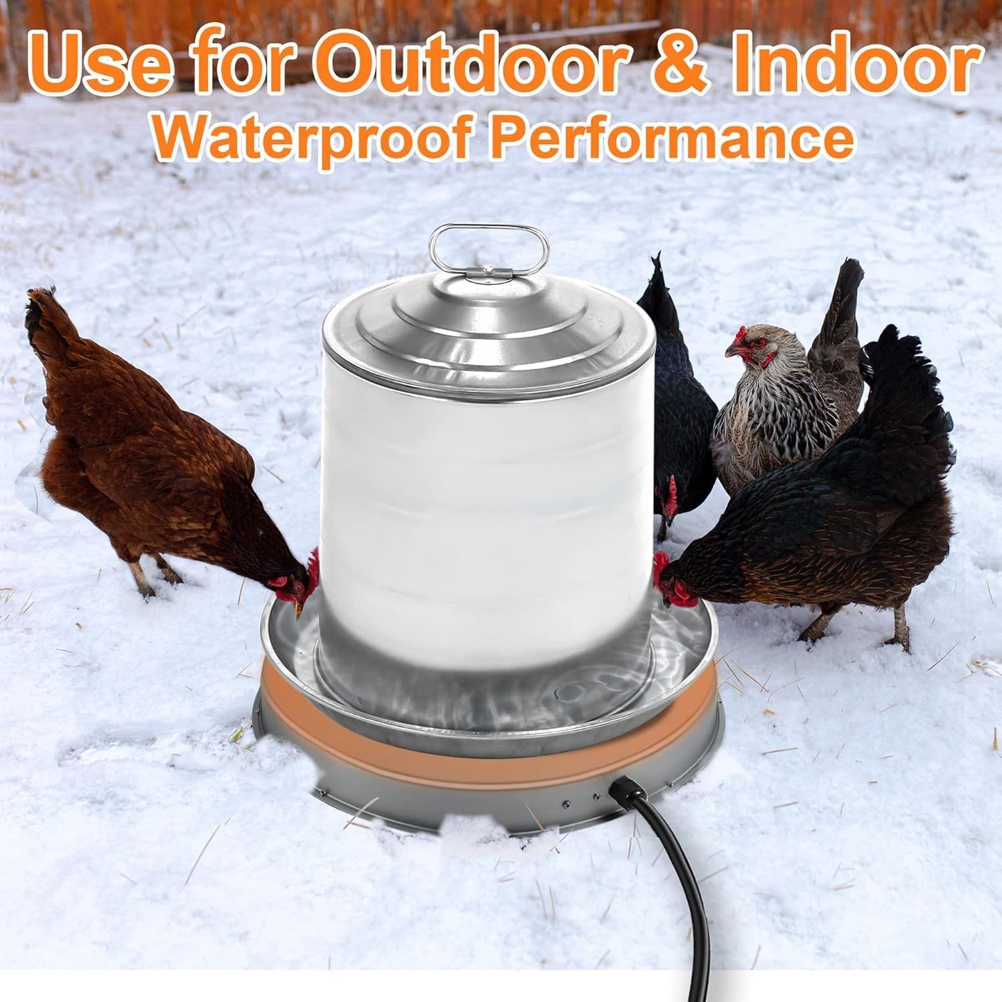 6 125W Poultry Chicken Water Heater: Chicken Water Heater Base for Winter, for Plastic/Metal Poultry Watere Under