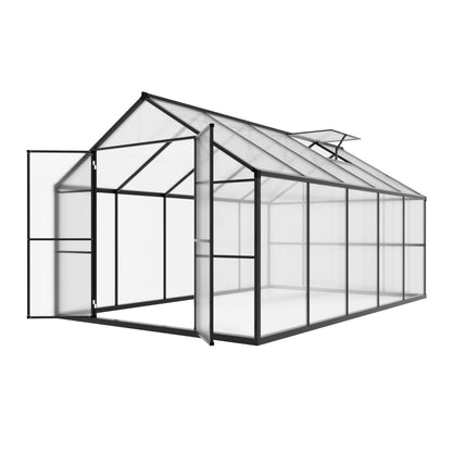 Yardenaler 8x10 FT Outdoor Aluminum Greenhouse Kit, Polycarbonate Aluminum Walk-in Greenhouse with Adjustable Roof Vent and Lockable Door, Backyard Garden in Winter, Gray