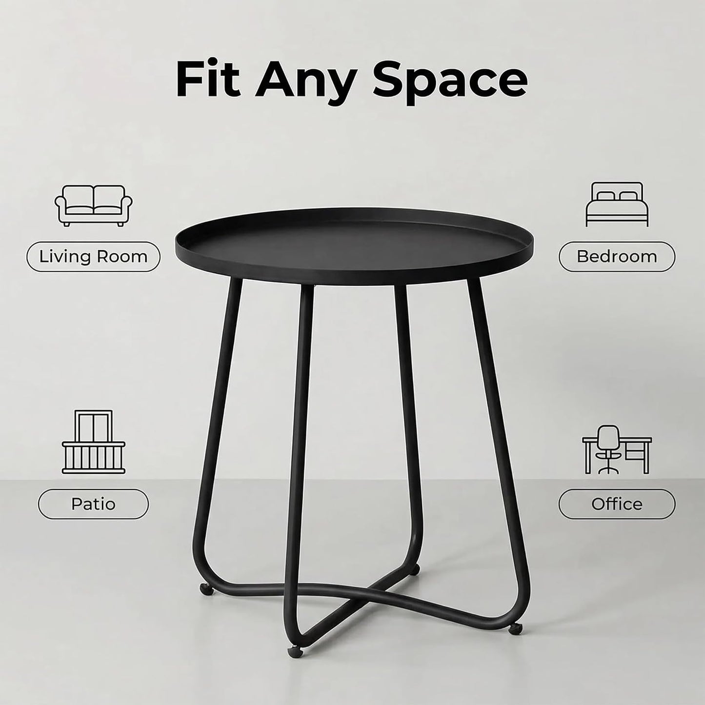Outdoor Side Table, Small Patio Side Table with Weather Resistant Steel Material, Outdoor Round End Table for Patio