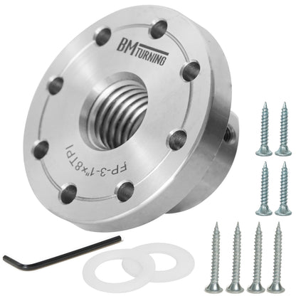 3'' Steel Wood Lathe Faceplate,Faceplate for Wood Lathe,Lathe Face Plate Fit for 1''X8TPI Spindle