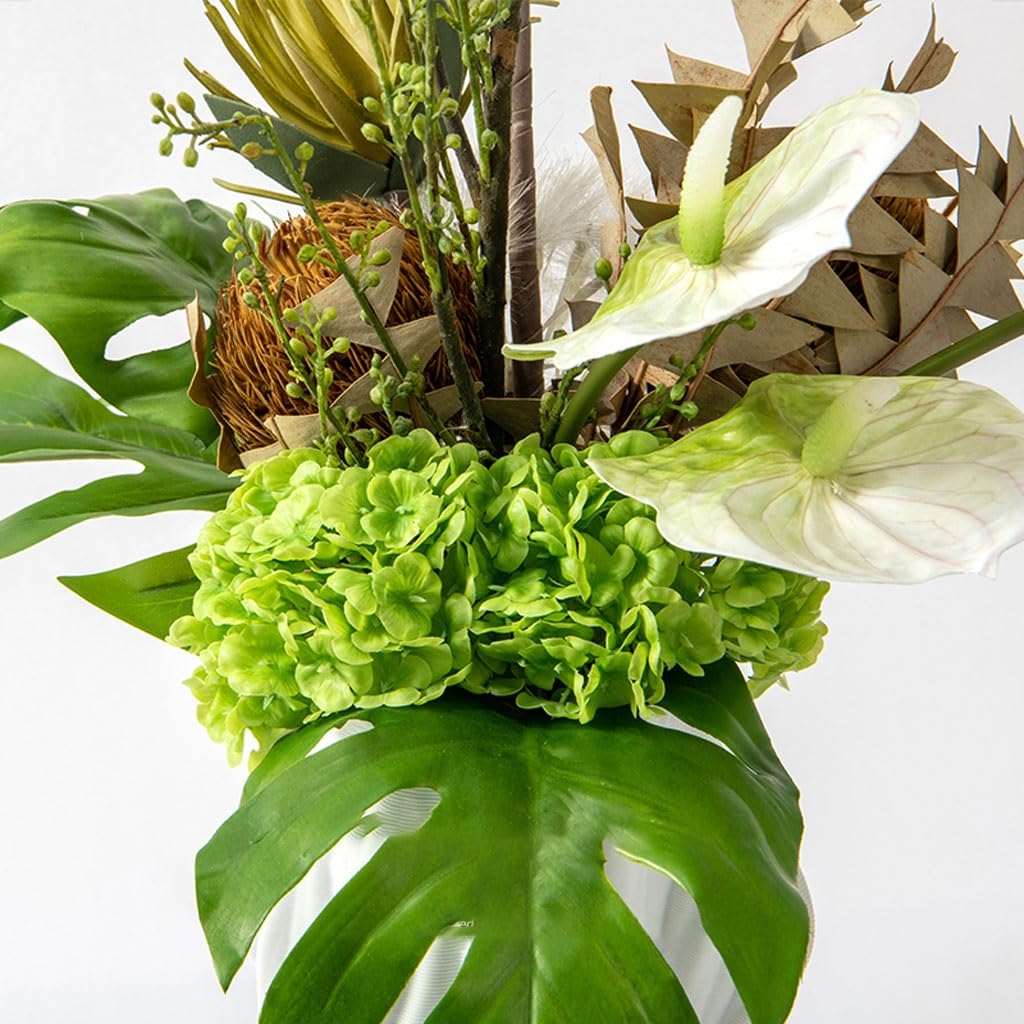 XUNTING Artificial Plants Indoor Light Luxury Simulation Flower Art Set Decoration Dining Table Living Room Negotiation Table Sales Office Decoration Flower Arrangement Plants Decor(B)