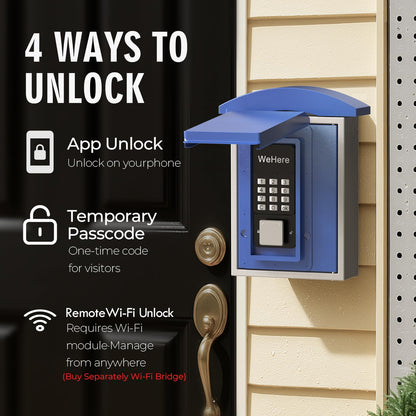 Key Lock Box Wall Mount with Key Drop Slot, Smart Digital Lockbox, OTP/APP Bluetooth/Wi-Fi/Fixed Code/Key Unlock, Key Safe Security Storage for House Outside, Realty Business, Apartment, Store
