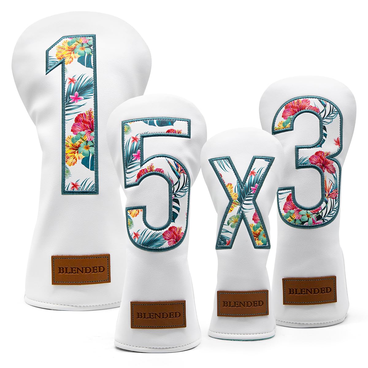 BAIRBRE Golf Club Covers Driver Cover Fairway Wood Headcover Hybrid Cover Leather Mallet Putter Covers Blade Headcovers Golf Head Covers for Most Brand (for 4pcs)