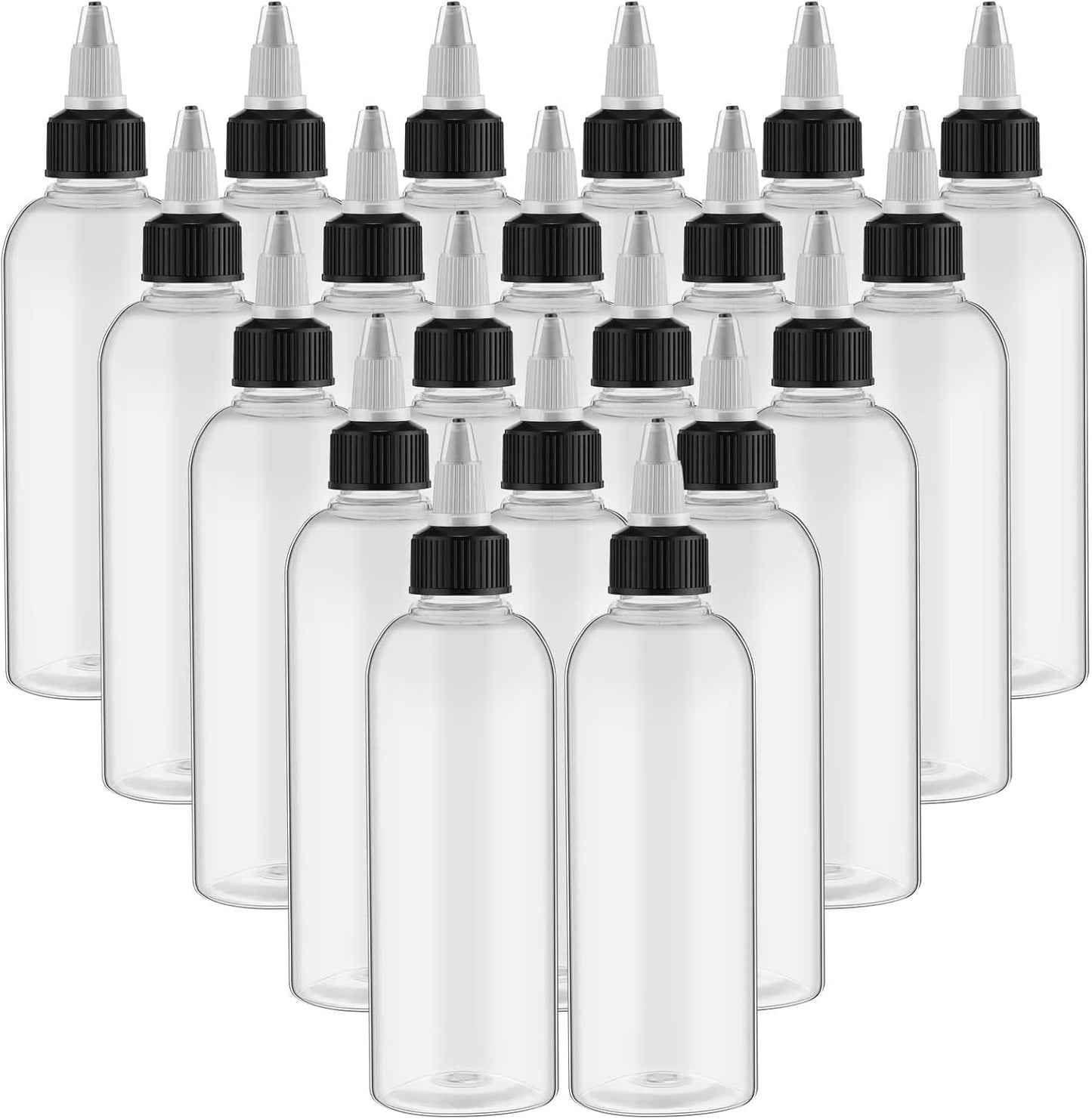 20 2oz Tanlade Pcs Plastic Squeeze Bottles Bulk Boston Dispensing Empty Hair Oil Bottles with Twist Cap for Essential