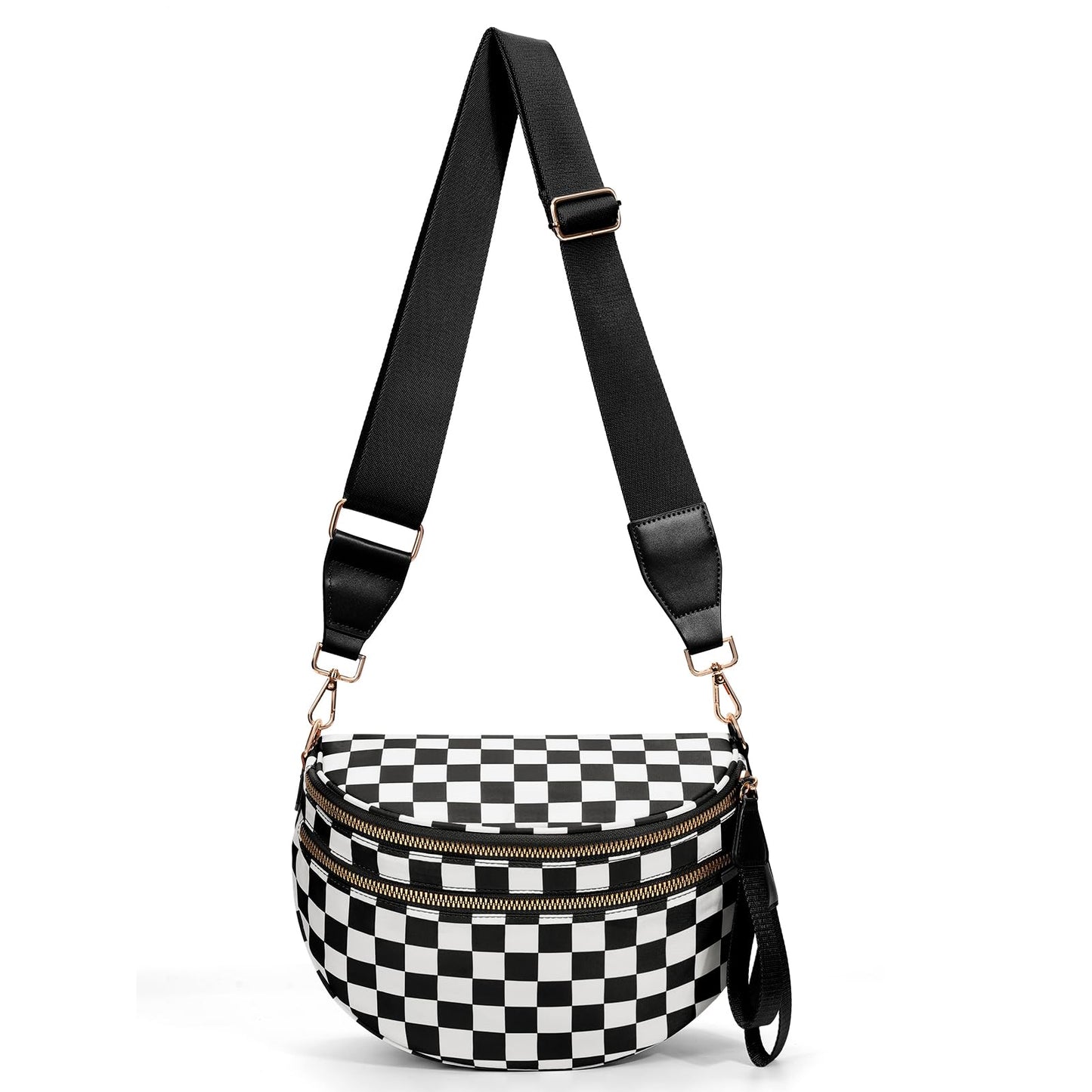 Checkered Crossbody Bum Bags for Women Nylon Checkered Purse Checkerboard Fanny Pack