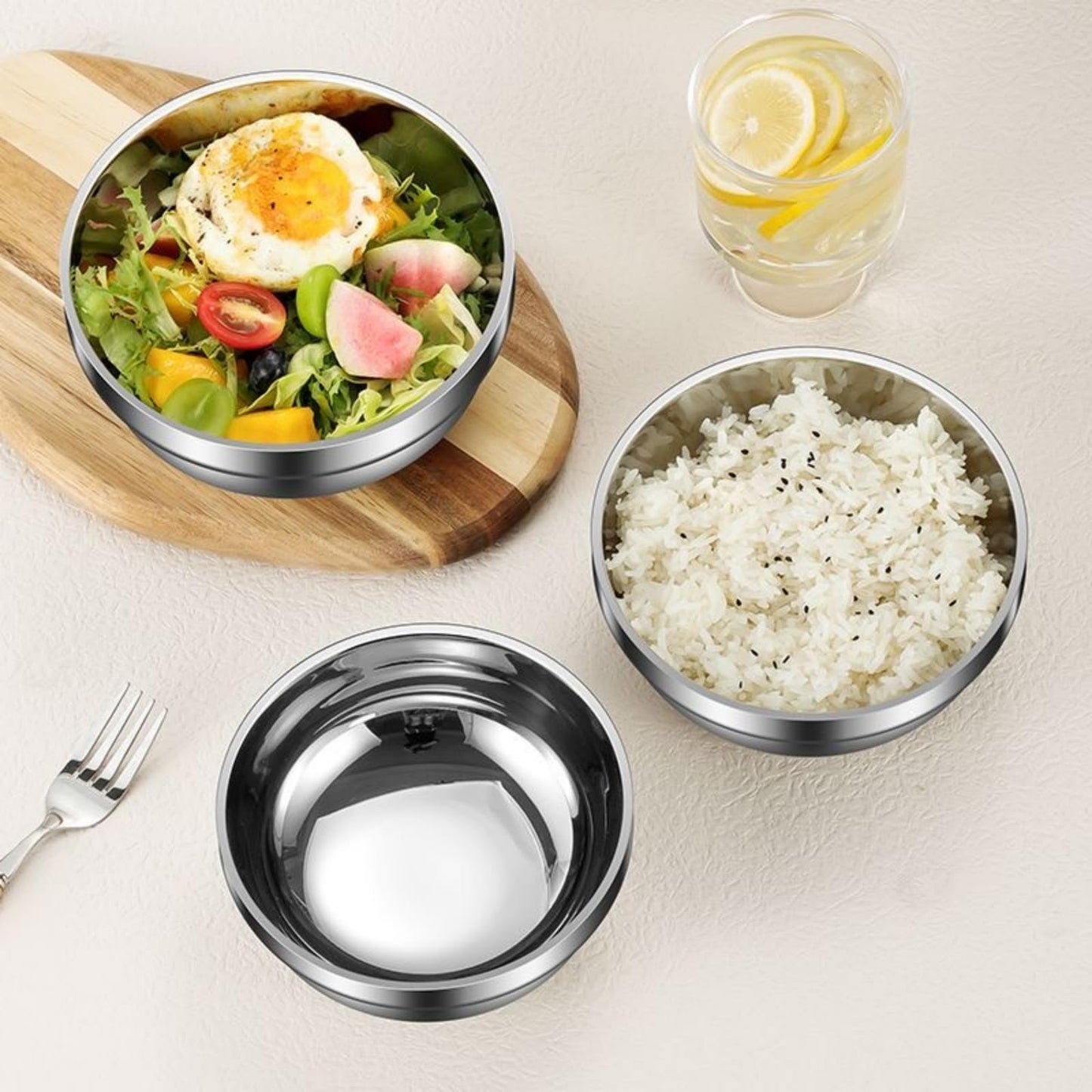 Ceiteo 28 Oz Stainless Steel Large Bowls Set of 6, Metal Double-walled Insulated Noodle Soup Bowls with Lids for Adult, Dishwasher Safe and Unbreakable