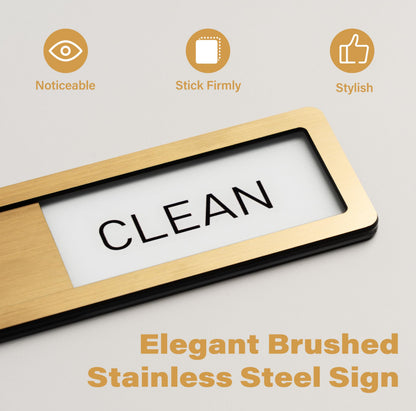 Dishwasher Magnet Clean Dirty Sign - Stainless Steel Dishwasher Magnet Sign - Clean & Dirty Dishwasher Slider Indicator - Kitchen Organizers and Storage