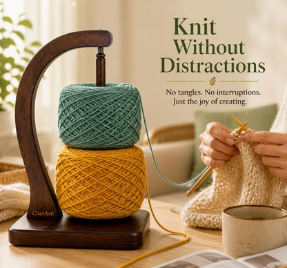 ClarArti - Magnetic Yarn Holder for Crocheting & Knitting – Wooden Yarn Spinner, Yarn Ball Holder, Yarn Holder for Crocheting, 360° Smooth Rotation, Holds 2 Skeins up to 500g