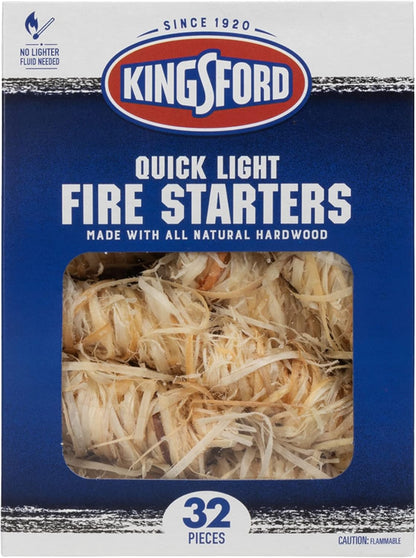 32 Count Kingsford Quick Light Fire Starter Rolls, All Natural Hardwood with Paraffin, Water Resistant and Easy