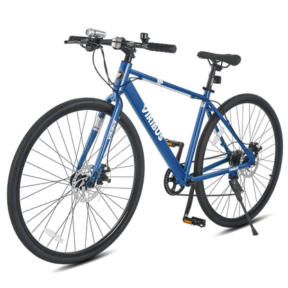 VIRIBUS Hybrid Bikes, 28 inch Road Bike for Tall Men, Lightweight Aluminum 700C City Bike Adults, 7 Speed Mens Commuter Bicycles, Hybrid Bicycle Men, Blue Large