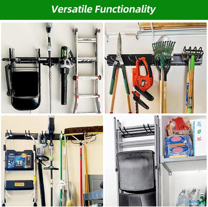 PIYILO Garage Wall Organizer - Heavy-Duty Tool Rack with 48-Inch Rails & 6 Hooks | Max Load 360 LBS