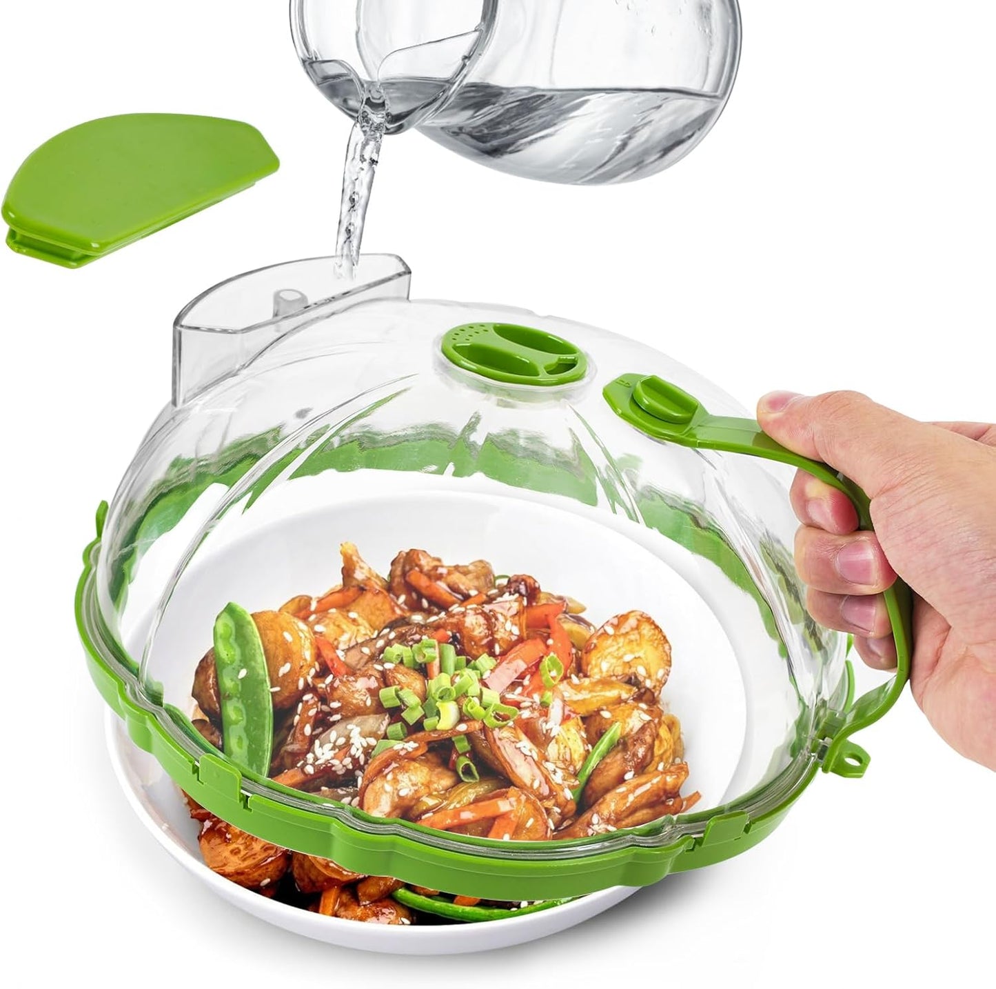Microwave Splatter Cover for Food Guard - 10 Inch Plate Covers with Water Steamer - Kitchen Essentials
