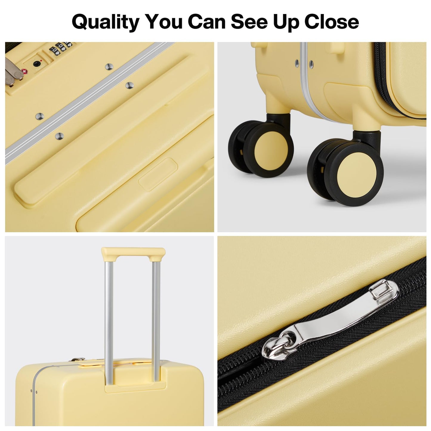 mixi 26 Inch Large Checked Luggage PC Hard Shell Suitcase Top Opening Aluminum Frame Travel Suitcases with Wheels, Lark Yellow