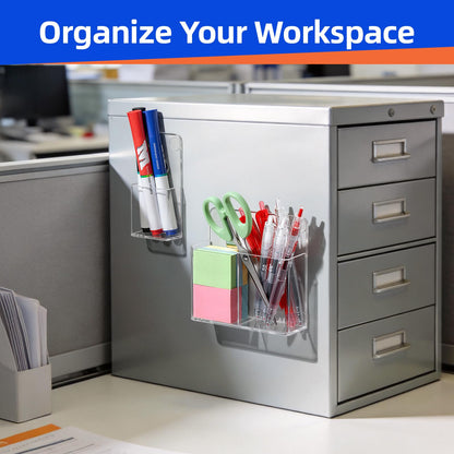 Simetufy Magnetic Pen Holder, 2 Pack Magnetic Dry Erase Marker Holder, Non-slip Acrylic Pen Holder for Fridge, Pencil Organizer for Refrigerator, Whiteboard, Locker Accessories