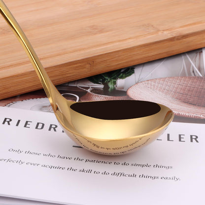 Mafier 9.5 Inch Gold Ladle Spoons SUS304 Stainless Steel Soup Ladle 2 oz. Gravy Sauce Kitchen Ladle for serving(Set of 2)