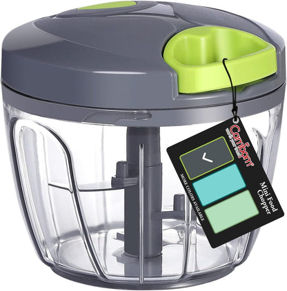 Food Chopper Vegetable Cutter - Cambom Hand String Chopper for Onions, Fruits, and Nuts, BPA Free Material (Gray)