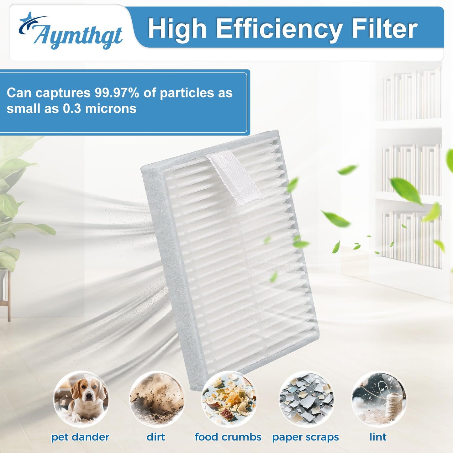 Aymthgt 19 PCS Q0520 Replacement Parts for iRobot Roomba 104/Q0520/Q052/105 Vac/105 Combo Vacuum,2 Roller Brush, 6 Side Brushes, 6 HEPA Filters, 4 Dust Bags and 1 Clean Brush