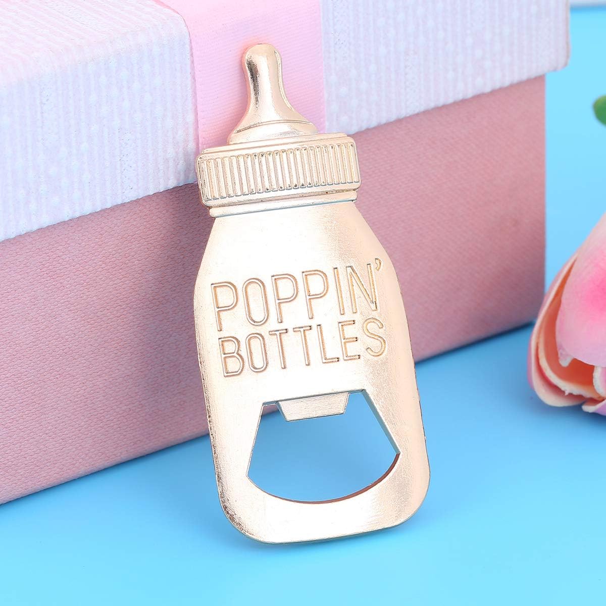 12 packaging 12pcs pcs Baby Shower Return Gifts for Guest Supplies Poppin Baby Bottle Shaped Bottle Opener