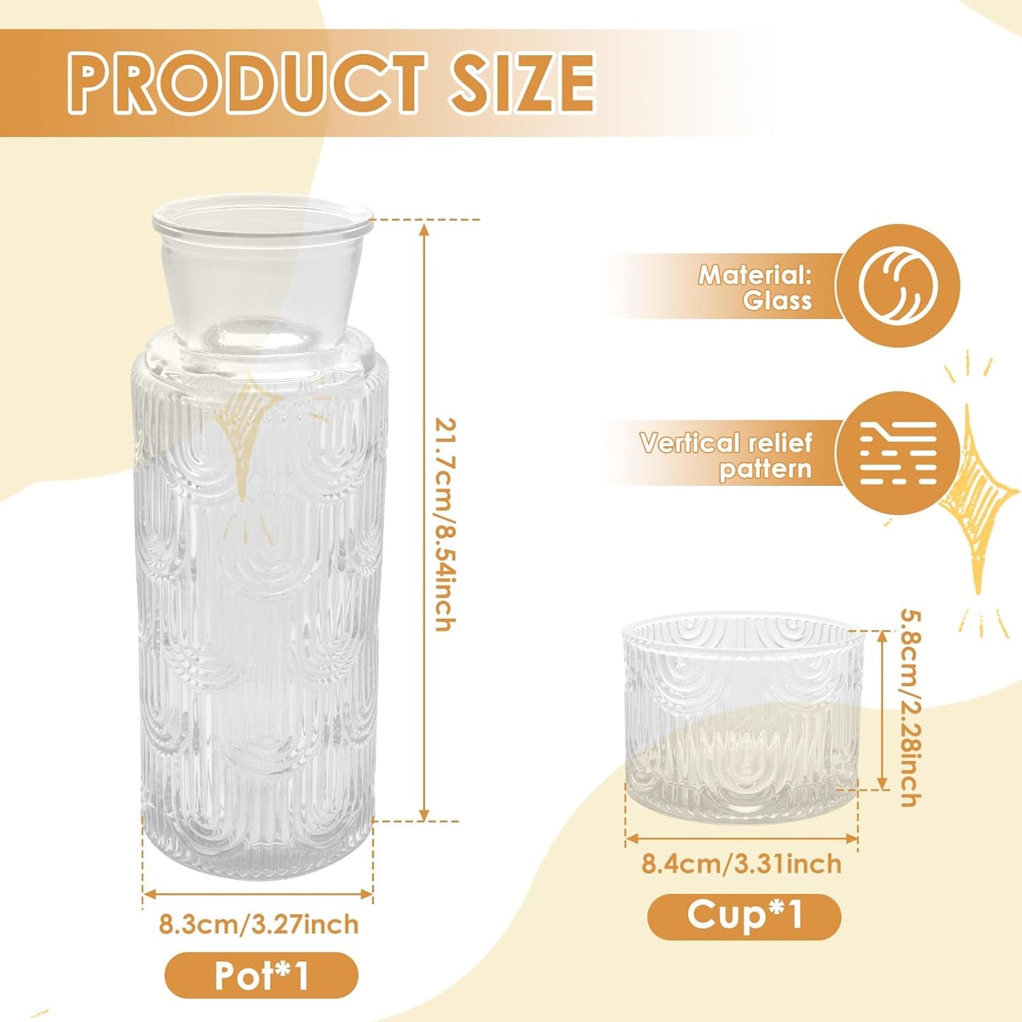 1Pcs Set Set Clear Night Carafe and Glass Dust Proof Glass Water Bottles with Cup Kit Versatile Night Water Bottle
