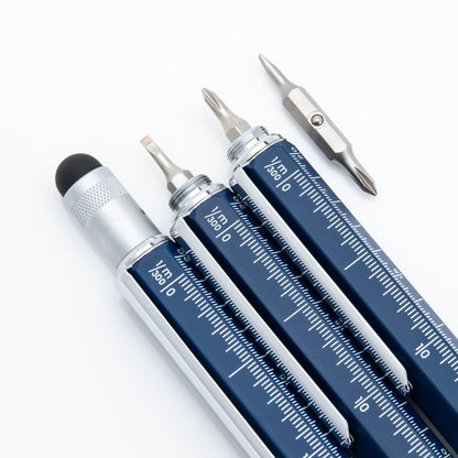 Monteverde USA 9-in-1 Tool Ballpoint Pen in Blue – Multifunctional Pen with Stylus, Screwdrivers, Level, and Ruler – Exclusive Collection, Ideal Gift for Professionals