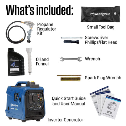 Westinghouse 2550 Peak Watt Super Quiet & Lightweight Portable Inverter Generator, RV Ready 30A Outlet, Gas and Propane Powered, CO Sensor, Parallel Capable, Long Run Time