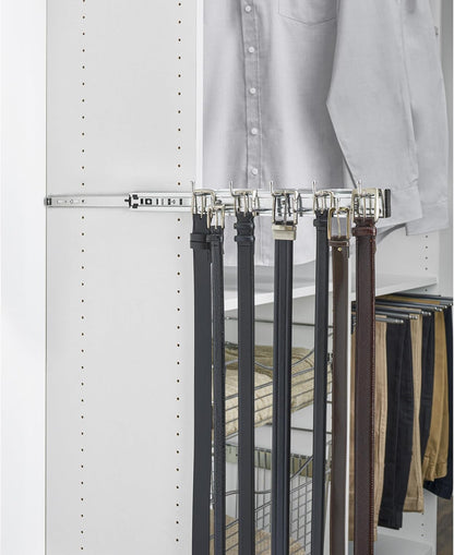 Rev-A-Shelf 14" Pull Out Closet Organization Rack for Belts, Ties, Scarves, Accessories Storage Hanger, Chrome, BRC-14CR