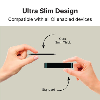 IJS Ultra Slim Universal Fast Wireless Charger - Phone Charger Compatible with All Qi Enabled Phones - Smart Round Fast Charging Pad for Multiple Devices (Black)